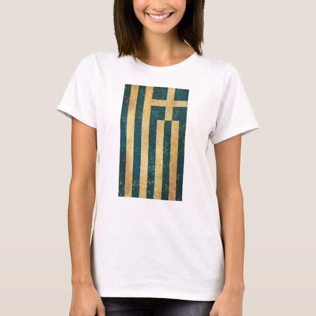 Camiseta Blanco de las mujeres con bandera de Grecia (Anverso)