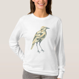 Camiseta Blanco de las mujeres con pájaro geométrico de man