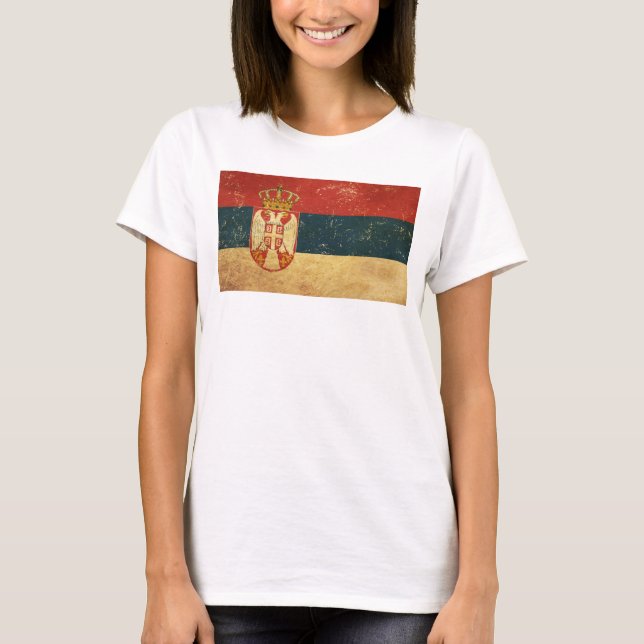Camiseta Blanco de las mujeres de la bandera de Serbia (Anverso)