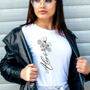 Camiseta Blanco de las mujeres vivas con flores botánicas