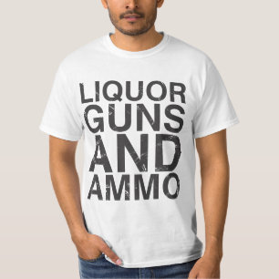 Camiseta BLANCO de los armas y de la munición del licor