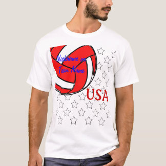 Camiseta Blanco de los E.E.U.U. del voleibol y azul rojos