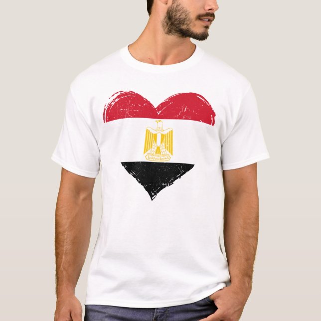 Camiseta Blanco de los hombres con bandera de Egipto angust (Anverso)