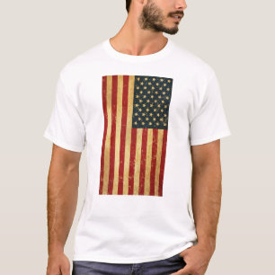 Camiseta Blanco de los hombres con la bandera ondulada de l