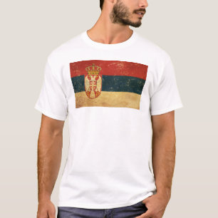 Camiseta Blanco de los hombres de la bandera de Serbia