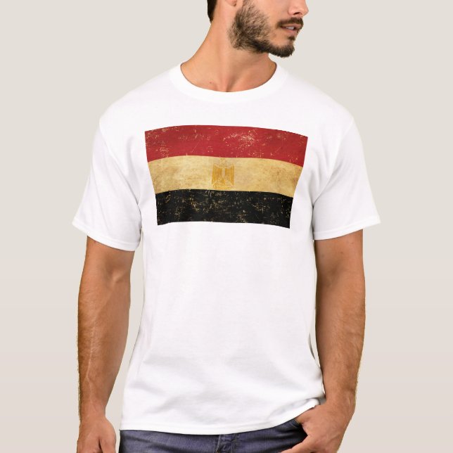 Camiseta Blanco de los hombres de la bandera egipcia (Anverso)