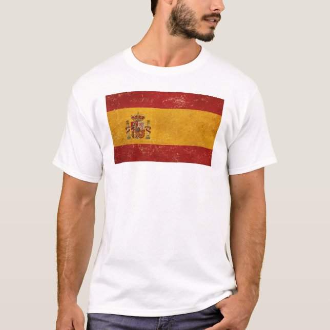 Camiseta Blanco de los hombres de la bandera española (Anverso)