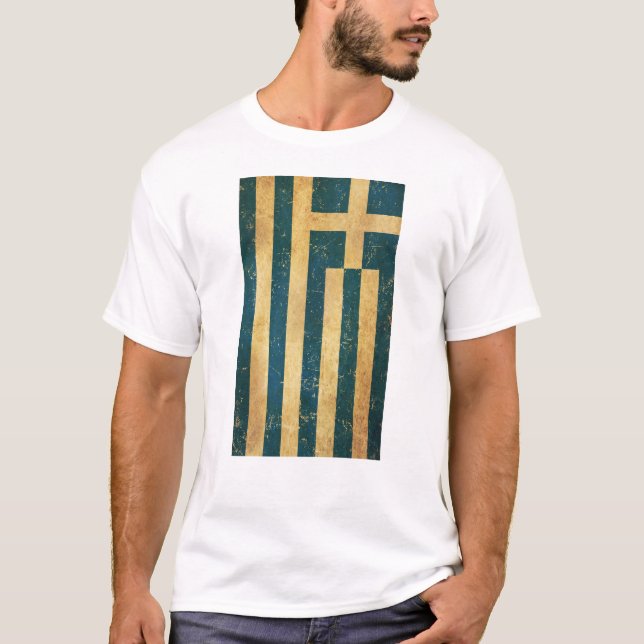 Camiseta Blanco de los hombres de la bandera griega (Anverso)