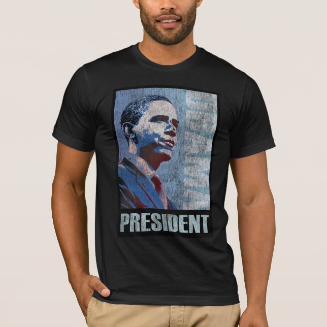 Camiseta Blanco de Obama y azul rojos (Anverso)