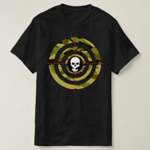 Camiseta Blanco de Tiro Camuflaje Táctico Cráneo en el Blan