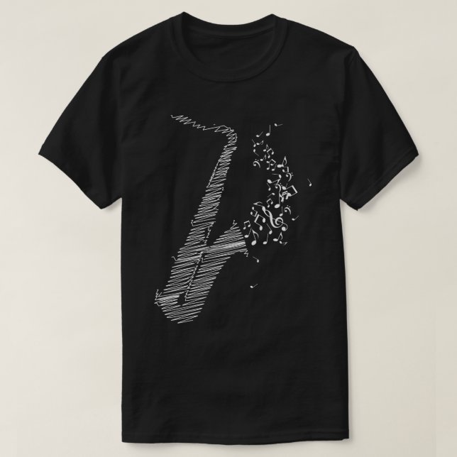 Camiseta Blanco del arte saxofónico creativo (Diseño del anverso)