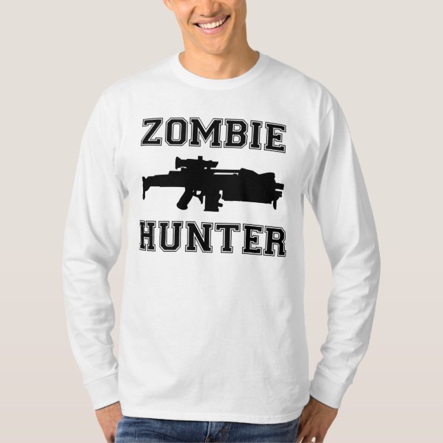 Camiseta Blanco del cazador del zombi (Anverso)