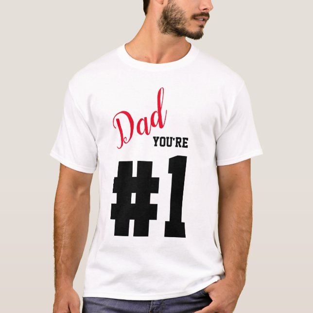 Camiseta Blanco del Día del Padre Número 1 (Anverso)