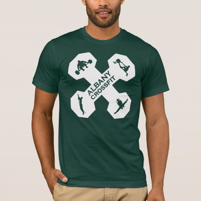 Camiseta Blanco del logotipo de Xfit Dumbell (Anverso)