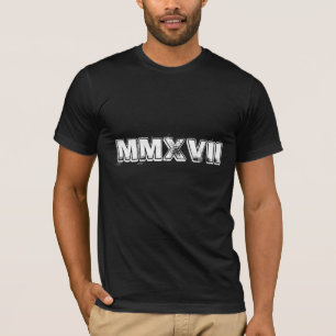 Camiseta Blanco del negro de los números romanos de la