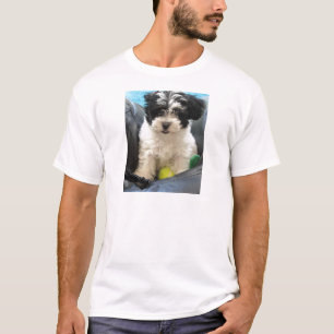 Camiseta Blanco del negro del perrito del rescate de