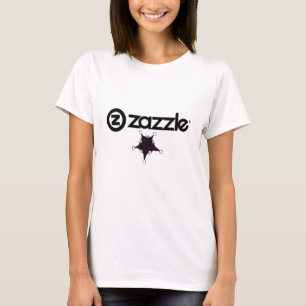 Camiseta Blanco del _on de Zazzle_logo, estrella - negro