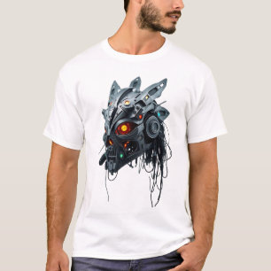 Camiseta Blanco flotante de cara tribal - Máscara de hierro