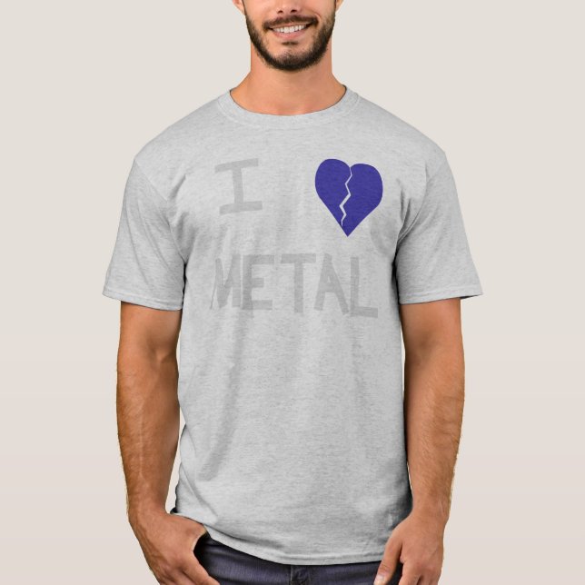 Camiseta blanco metalizado del corazón i en gris (Anverso)