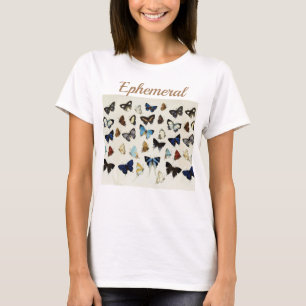 Camiseta BLANCO NEGRO BLANCO AZUL BUTTERFLIES Belleza Natur