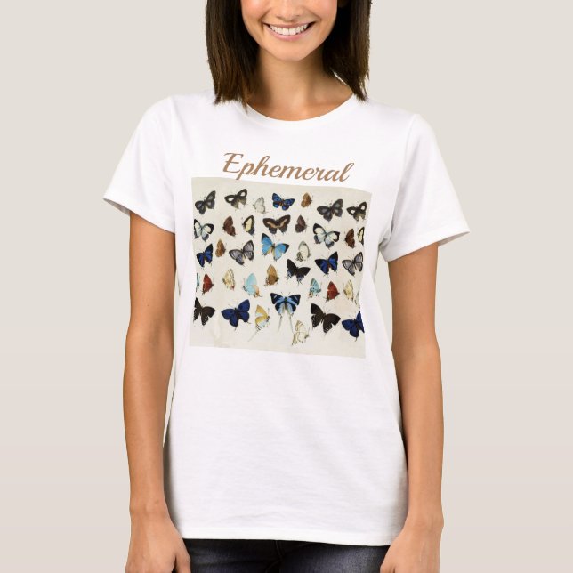 Camiseta BLANCO NEGRO BLANCO AZUL BUTTERFLIES Belleza Natur (Anverso)