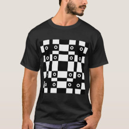 Camiseta Blanco Negro De Nubes Y Cuadrados