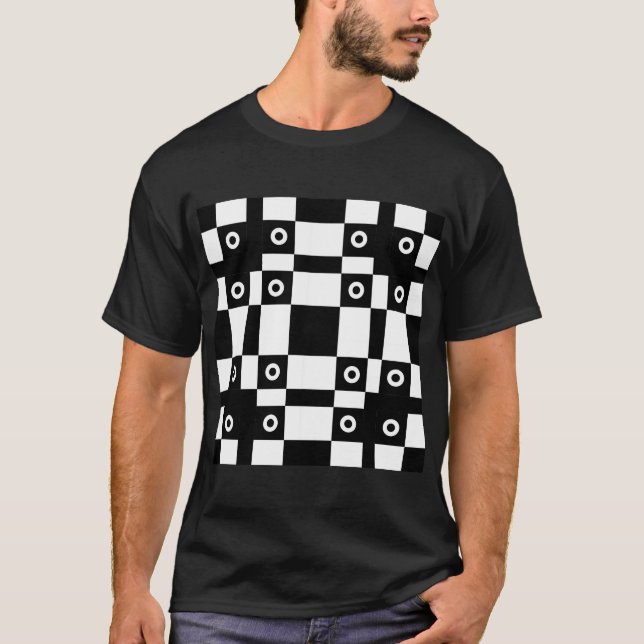 Camiseta Blanco Negro De Nubes Y Cuadrados (Anverso)