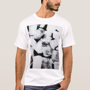 Camiseta Blanco negro, lienzo pintado abstracto.