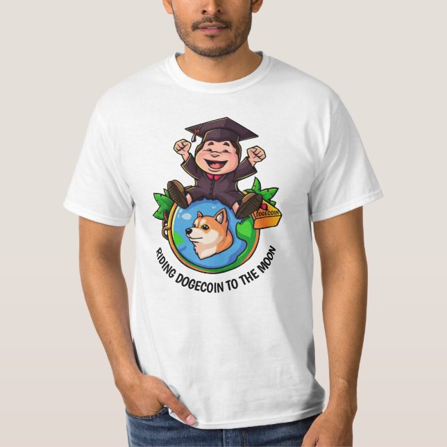 Camiseta Blanco personalizado de la graduación de Dogecoína (Anverso)