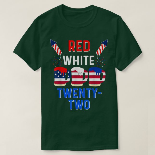 Camiseta blanco rojo 22 cumpleaños cerveza divertida americ (Diseño del anverso)