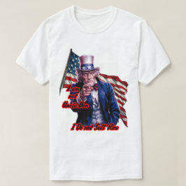 Camiseta Blanco Rojo Azul Patriota Tío Sam en un Blanco