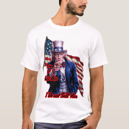Camiseta Blanco Rojo Azul Patriota Tío Sam en un Blanco
