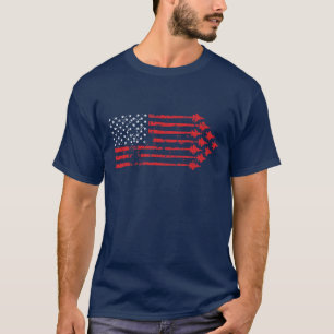 Camiseta Blanco rojo de la bandera americana del avión de