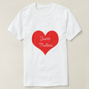 Camiseta Blanco rojo del diseño lindo del corazón de Just