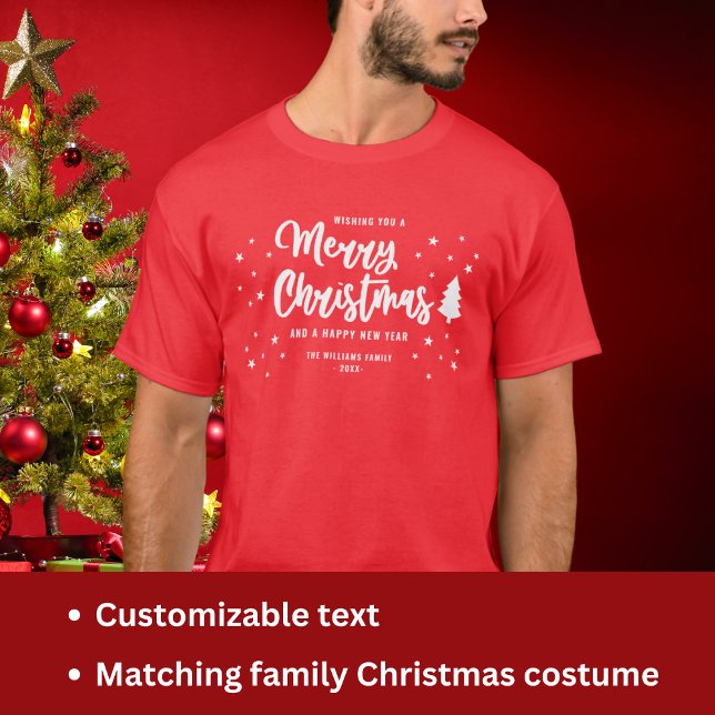 Camiseta Blanco Rojo No Foto Familia Nombre Feliz Navidad (Subido por el creador)