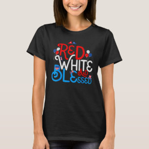 Camiseta Blanco Rojo Vintage y Bendita Bandera Patriótica d