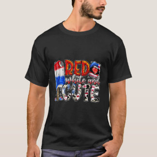 Camiseta Blanco Rojo Y Aburrido Norteamericano 4 De Julio