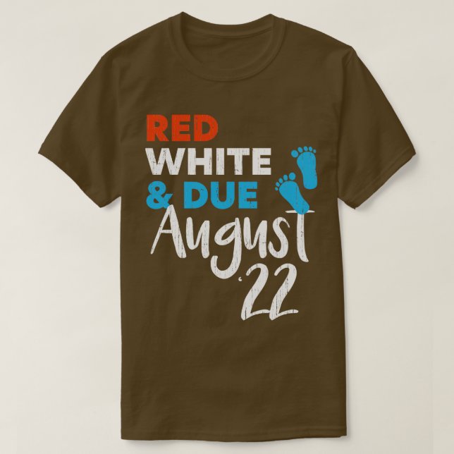 Camiseta Blanco Rojo y Agosto de 2022 Anuncio de embarazo (Diseño del anverso)