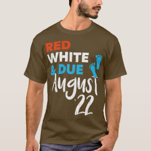 Camiseta Blanco Rojo y Agosto de 2022 Anuncio de embarazo