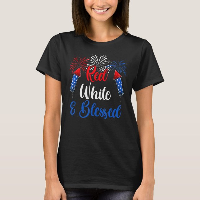 Camiseta Blanco Rojo Y Bendito Para Las Mujeres Hombres Ban (Anverso)