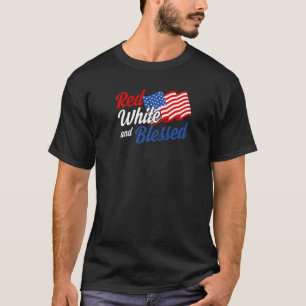 Camiseta Blanco Rojo Y Benditos Ee.Uu. Patriótico Americano