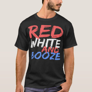 Camiseta Blanco Rojo y Booze bebiendo regalo del 4 de julio