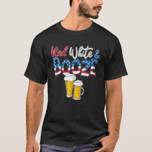 Camiseta Blanco Rojo Y Booze La Bandera Norteamericana 4 De