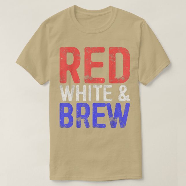 Camiseta Blanco Rojo y BrewDrinking Cuarto de Julio (Diseño del anverso)