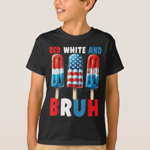 Camiseta Blanco Rojo Y Bruto 4 De Julio Popsicle Patriótico