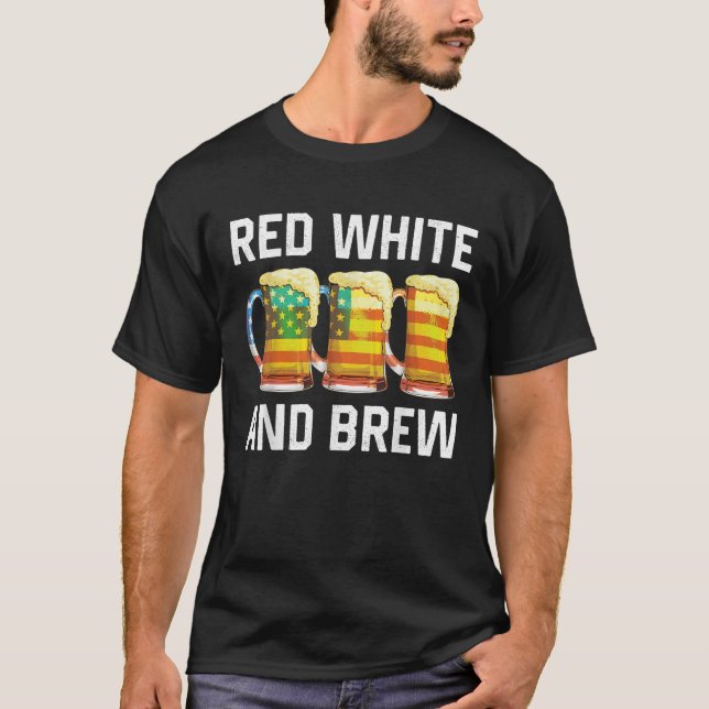 Camiseta Blanco Rojo Y Crece Beber El 4 De Julio Estados Un (Anverso)
