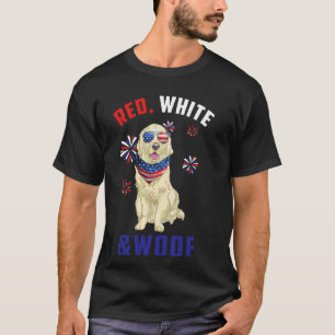Camiseta Blanco Rojo Y Crema Woof Golden Retrieve Dog 4O