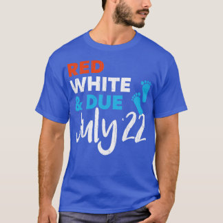 Camiseta Blanco Rojo y Deber anuncio de embarazo en julio d