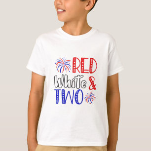 Camiseta Blanco Rojo y Dos Cumpleaños 4 De Julio