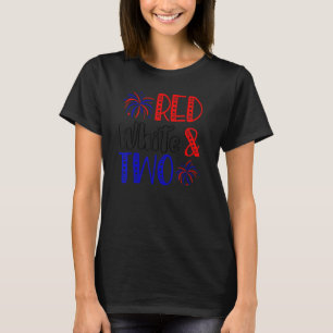 Camiseta Blanco Rojo y dos cumpleaños segundo 4 de julio In